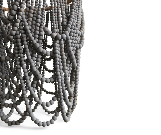 Bali Wooden Beaded Light | Tiered One Ring, Grey