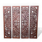 Bali Wooden Wall Decor or Headboard Panels | Brown Set of 4
