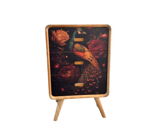 Peacock Retro Bedside Pedestal | 3 Drawers