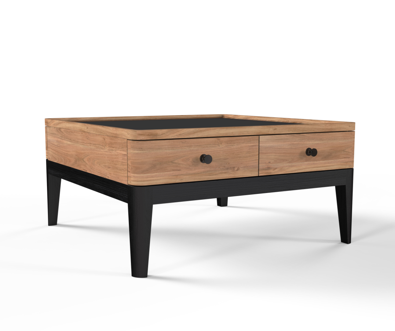 2 Drawer Coffee Table | Acacia Wood 80x80x40cm