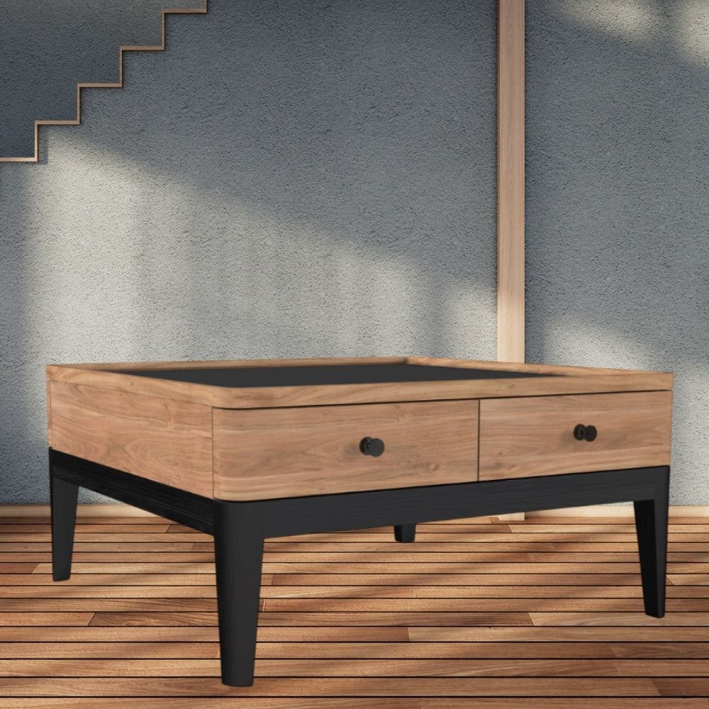 2 Drawer Coffee Table | Acacia Wood 80x80x40cm