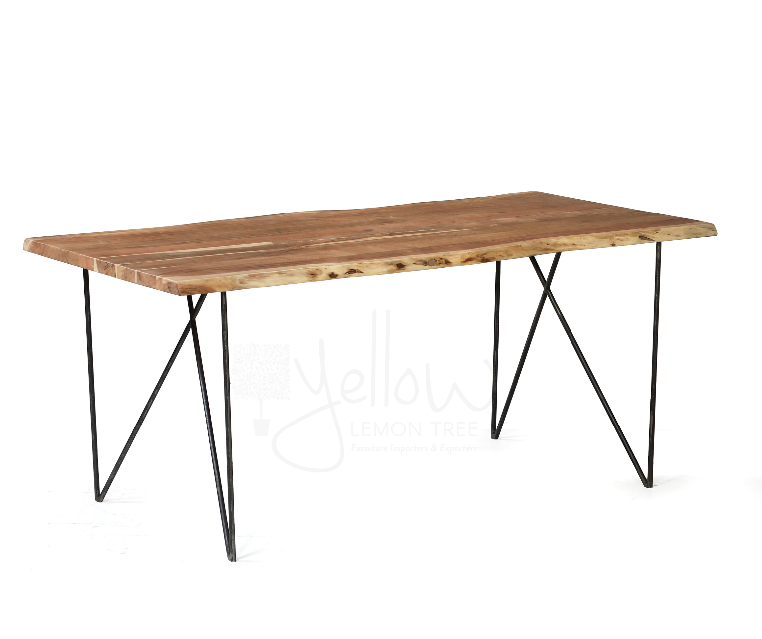 Acacia Wood Dining Table Spike Leg | 6 Seater, Live Edge