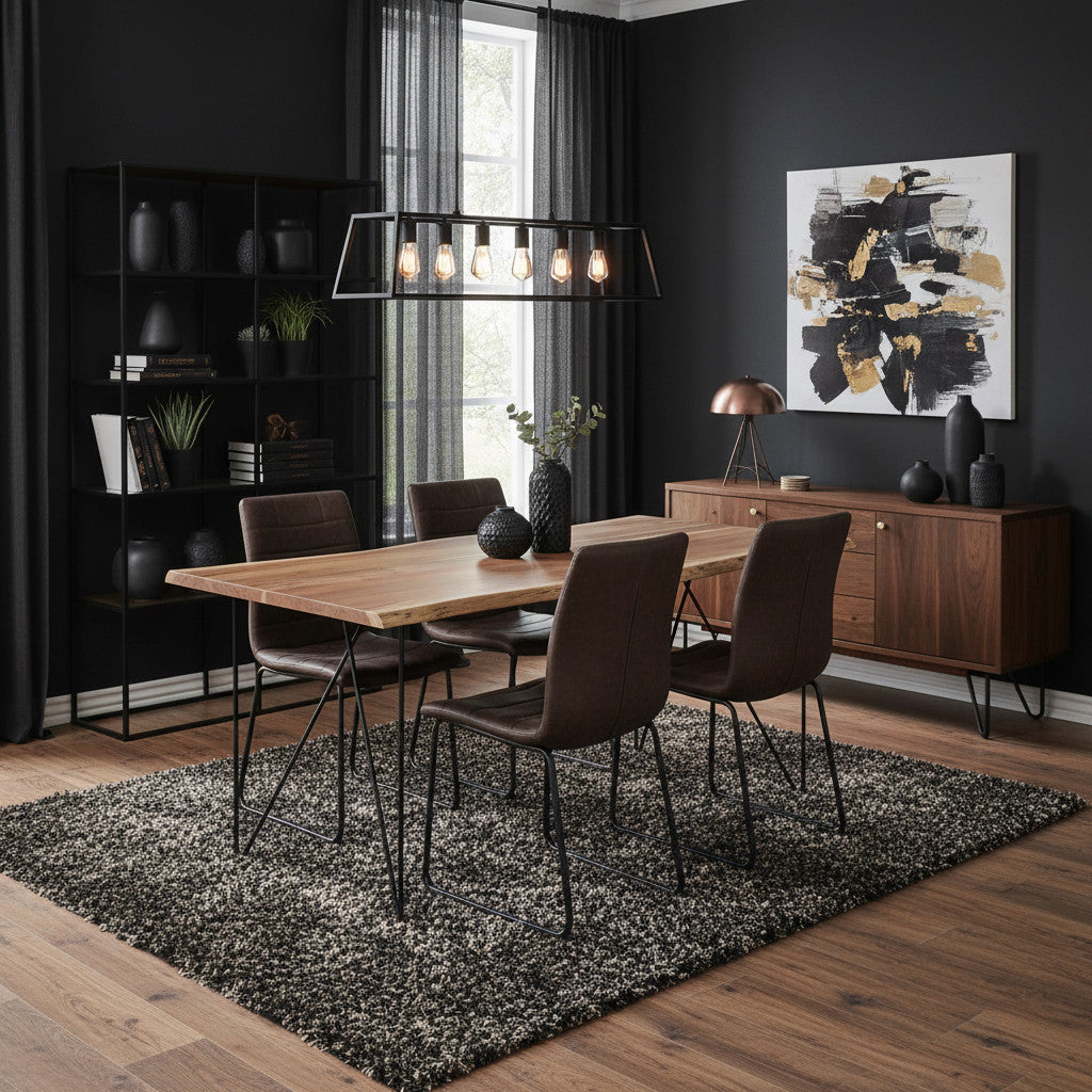 Acacia Wood Dining Table Spike Leg | 6 Seater, Live Edge