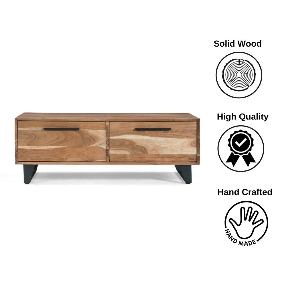 2 Drawer Coffee Table | Acacia Wood 120x70x45cm