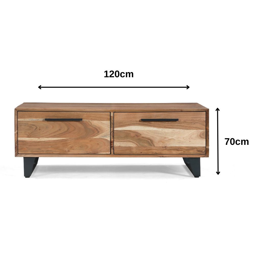 2 Drawer Coffee Table | Acacia Wood 120x70x45cm