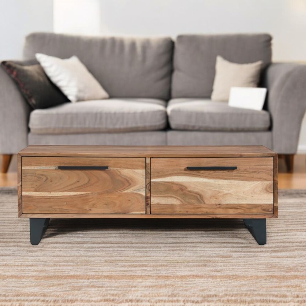 2 Drawer Coffee Table | Acacia Wood 120x70x45cm