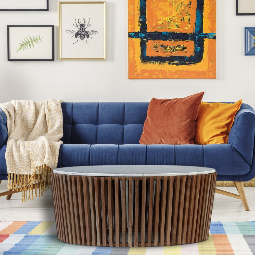 Marble Round Coffee Table 100cm | Acacia