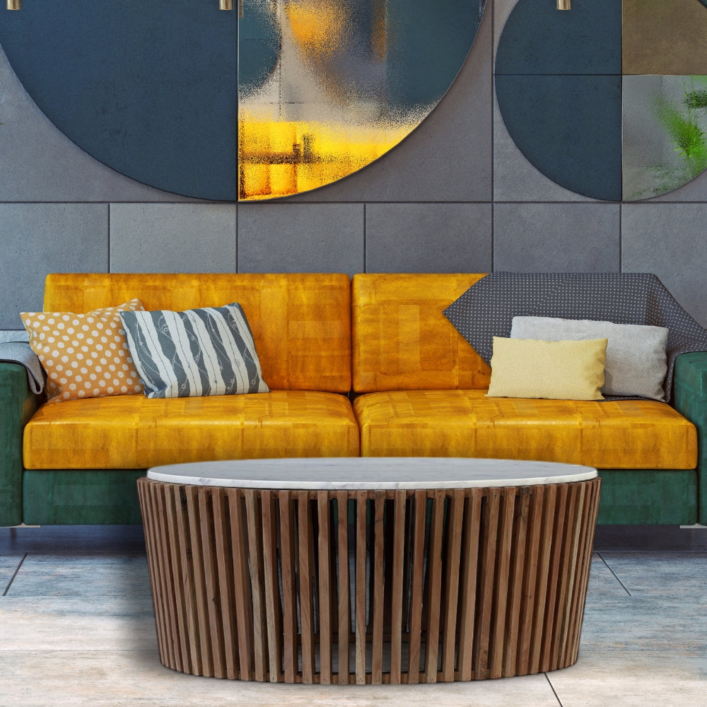 Marble Round Coffee Table 100cm | Acacia