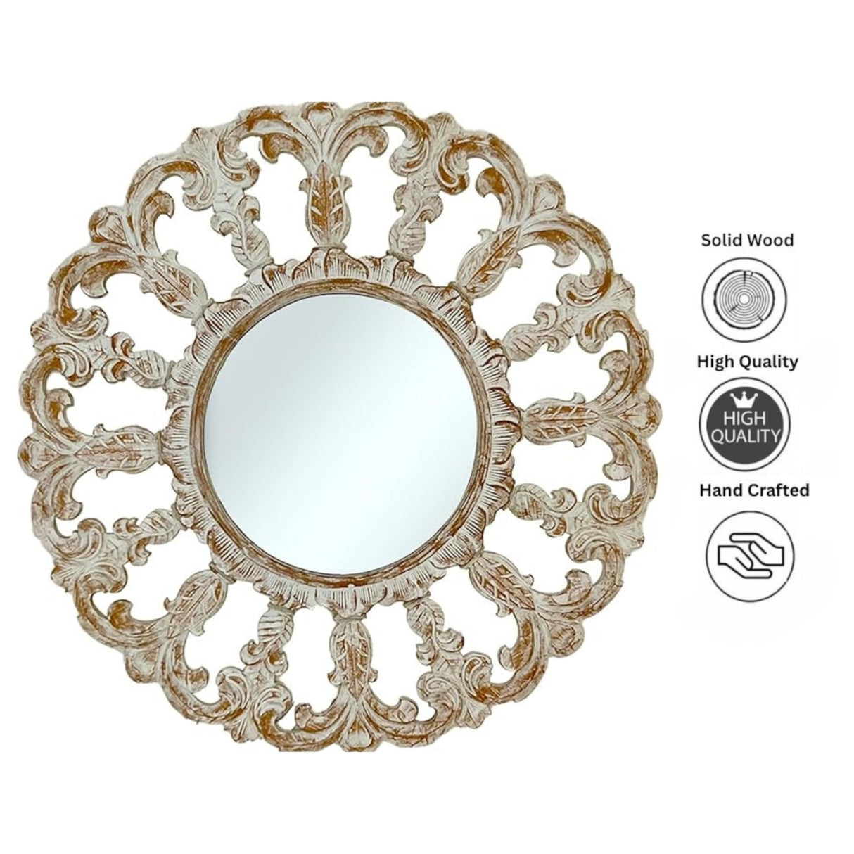 Horizon Round Mirror | White Wash Large Wall Mirror