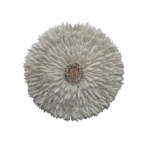 Fluffy white decorative pillow on a white background