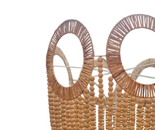 Bali Wooden Beaded Light | Large, Natural Ball Rattan