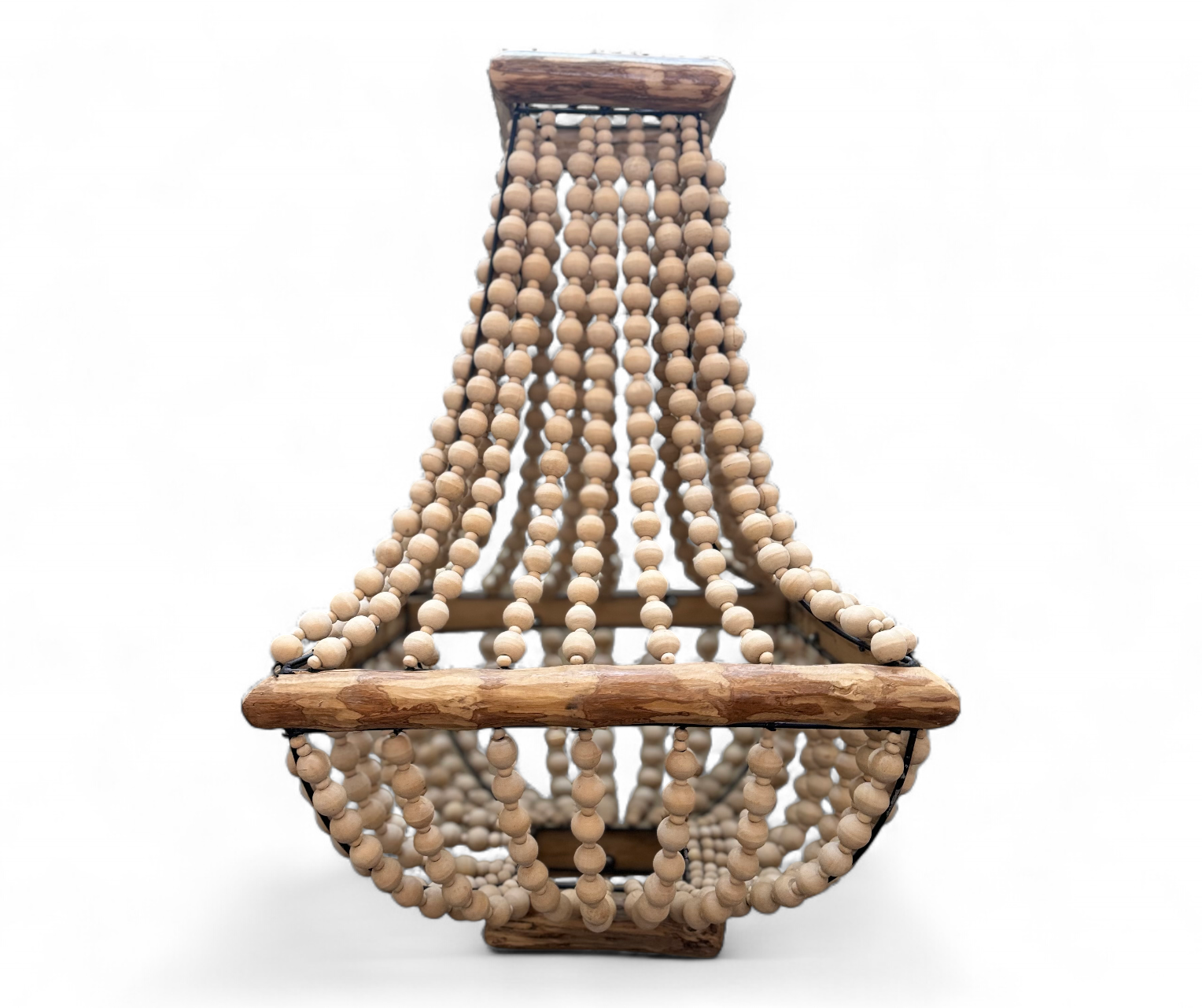 Bali Wooden Beaded Light | Square, Natural