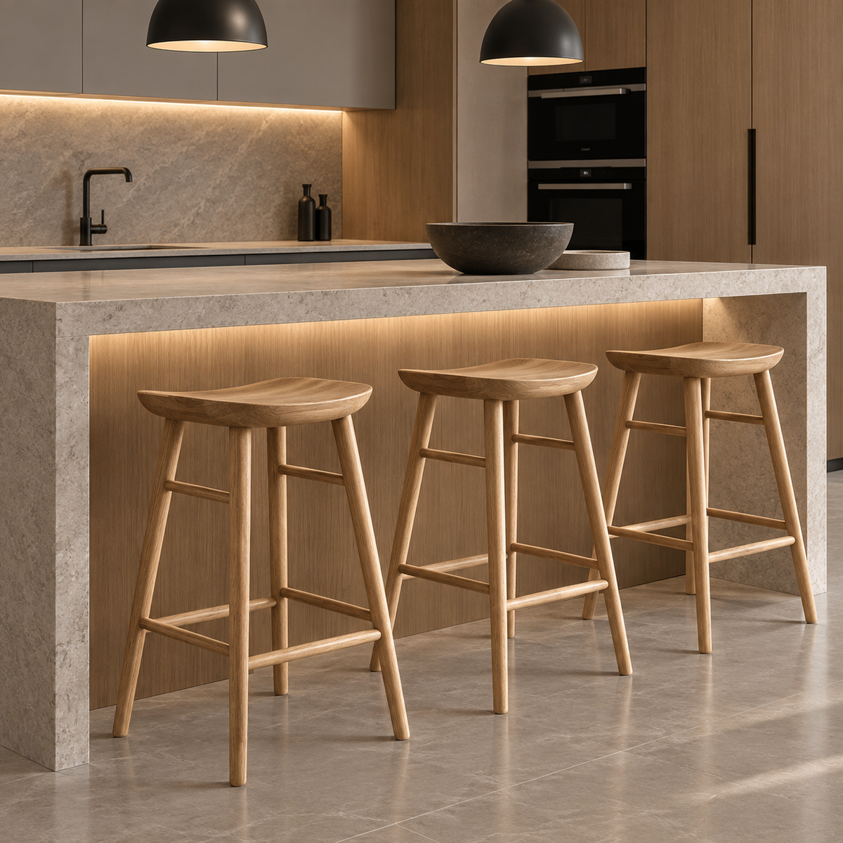 No Back Rest Bar Chair | Natural 65x80x80