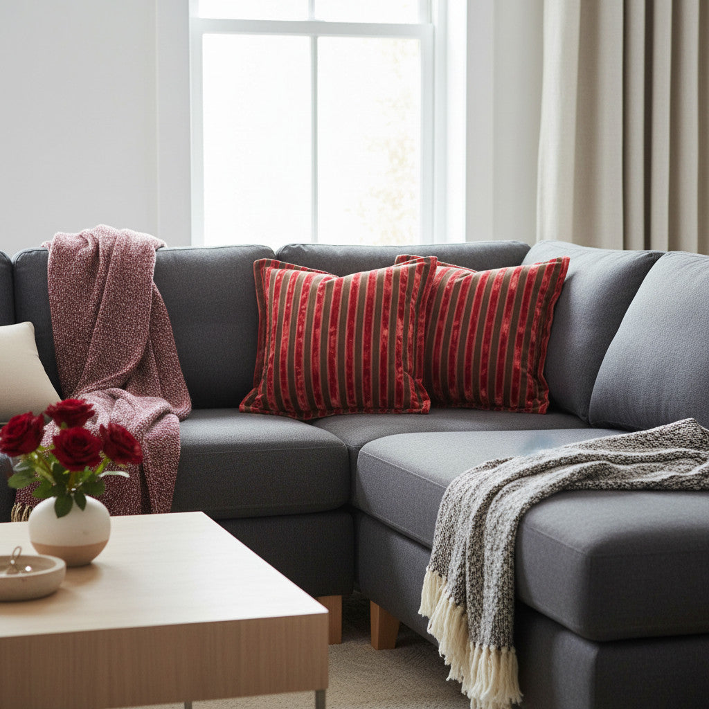 Scatter Cushion | Red & Brown Stripe | House Range