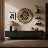 Beaded Geometric Wall Decoration | 70cm, Black & Natural