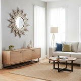 Wooden Sun Frame Mirror | Gold Washed