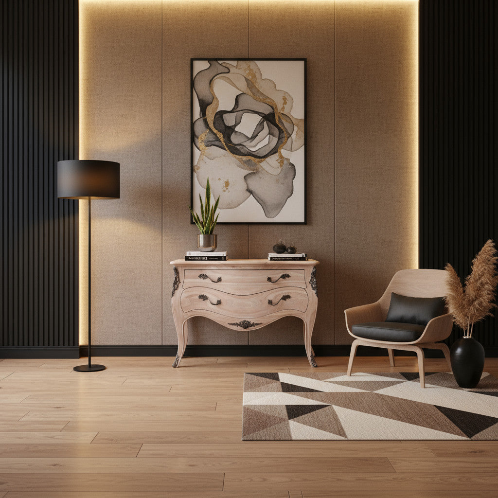 Ornately Decorated Chest of Drawers | Natural 80x120x55cm