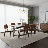 Kursi Robot Natural Wooden Dining Chair | Genuine Leather, Cognac