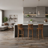 WOODEN TEAK ITALY BAR STOOL WITH SLANTED ARMRESTS