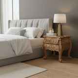 Engraved Bedside Pedestal | Natural 65x62x49