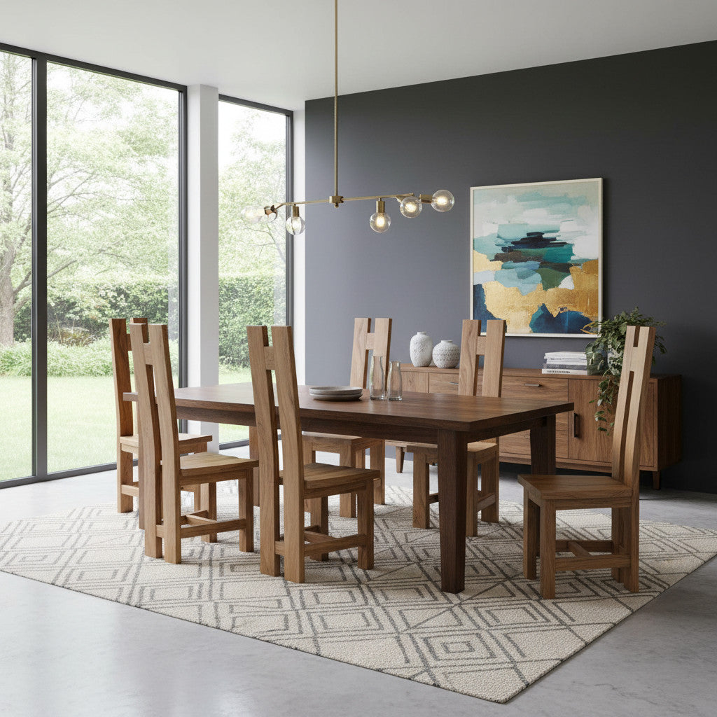 H Solid Wooden Dining Chair | Natural Finish 120x45x41cm