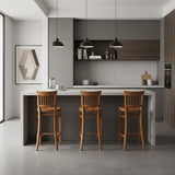 WOODEN TEAK ITALY BAR STOOL WITH SLANTED ARMRESTS