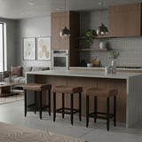 Leather Seat Bar Chair | Ox Brown with Dark Wood Legs