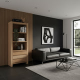 BOOKCASE WITH 3 DRAWERS | NATURAL TEAK | LARGE