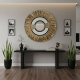 Natural Frame Mirror | Beaded White & Black, Woven 70cm