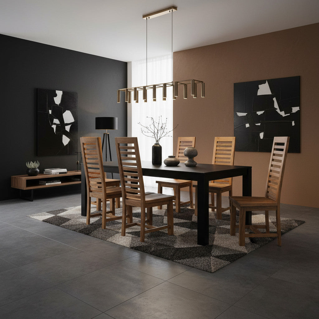 Line Solid Wooden Dining Chair | Natural 120x41x45