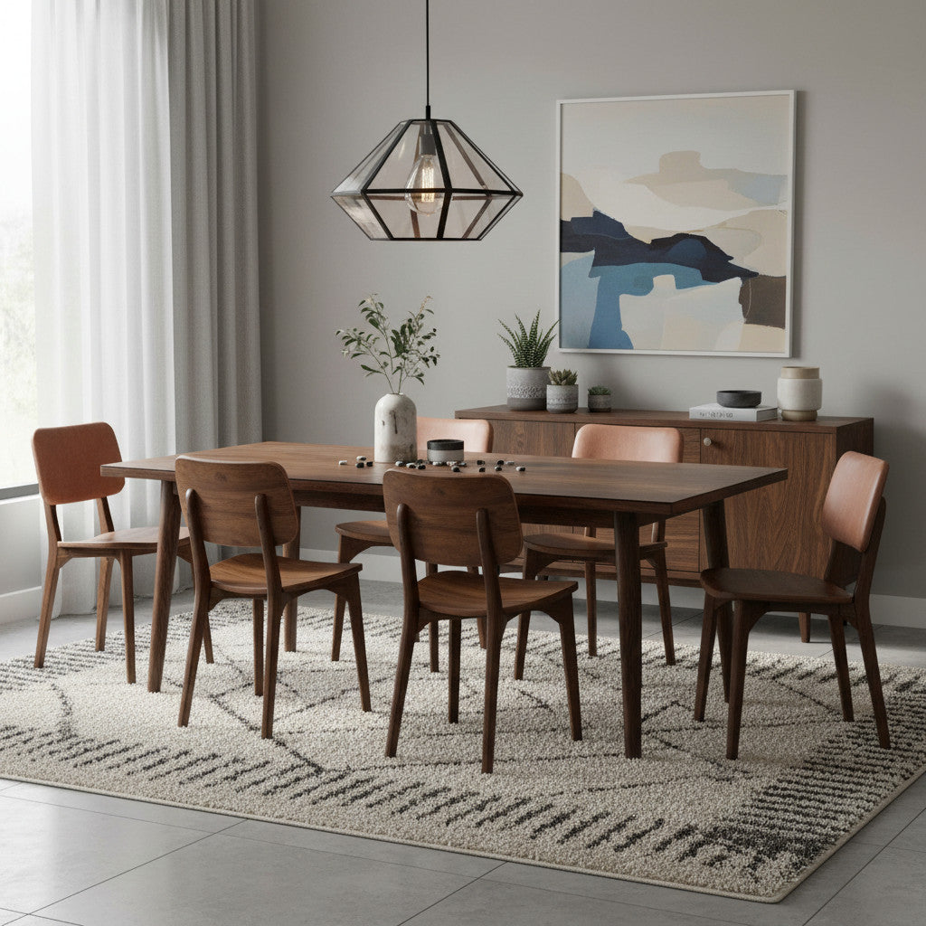 Kursi Robot Natural Wooden Dining Chair | Genuine Leather, Brandy