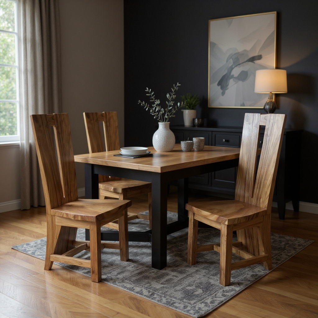 V Solid Wooden Dining Chair | Natural 120x41x45cm