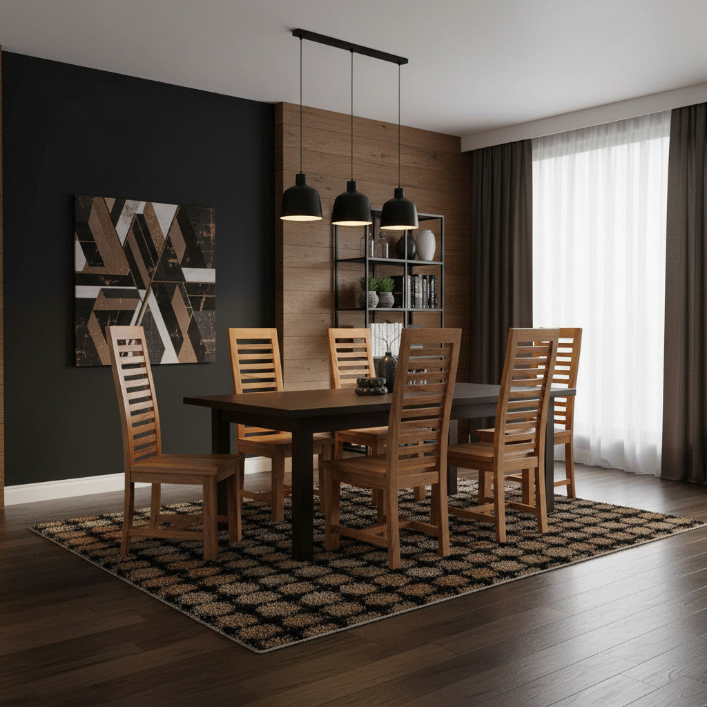 Line Solid Wooden Dining Chair | Natural 120x41x45