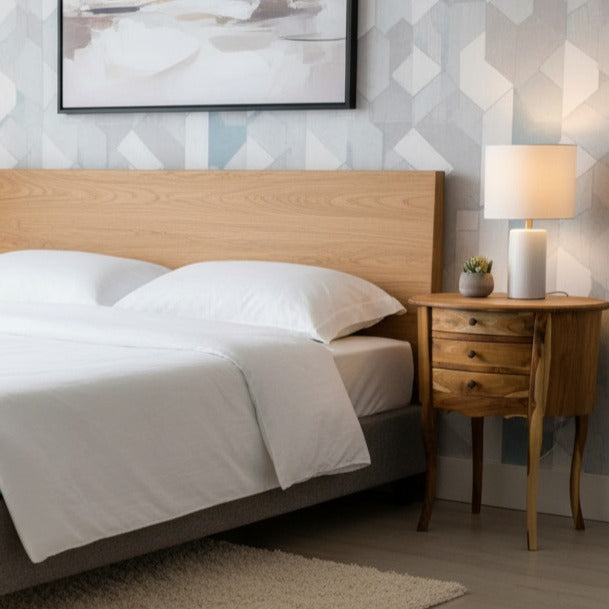 Side Table, Pedestal Bulat 3 Drawer | Natural