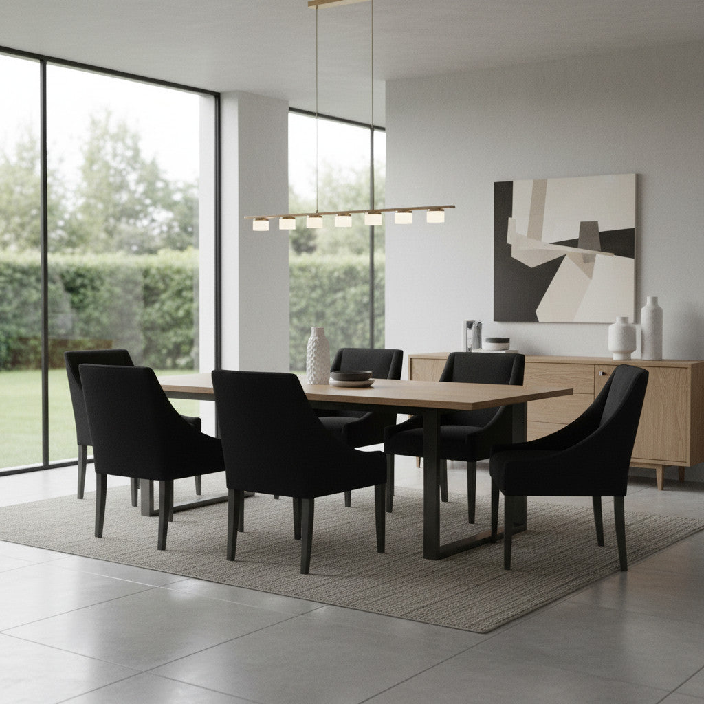 Dining Chair | Black velvet fabric with deep seat and long backrest