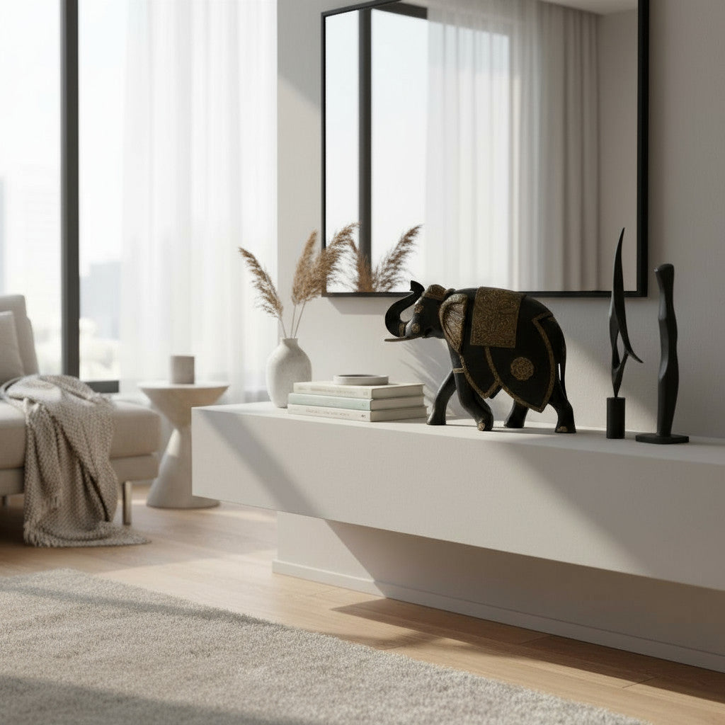 Wooden Elephant Crafted Decoration