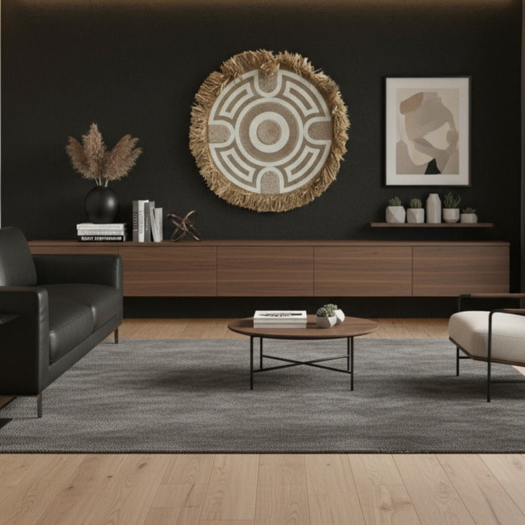 Beaded Geometric Wall Decoration | 150cm, White & Natural