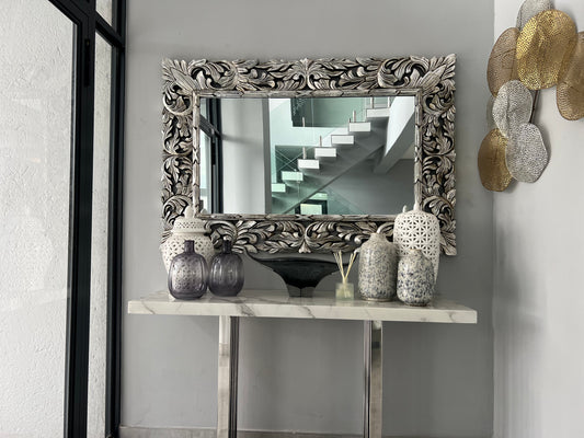 Renaissance Mirror | Silver Antique 100x50