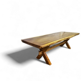 NATURAL WOODEN  DINING TABLE| Large