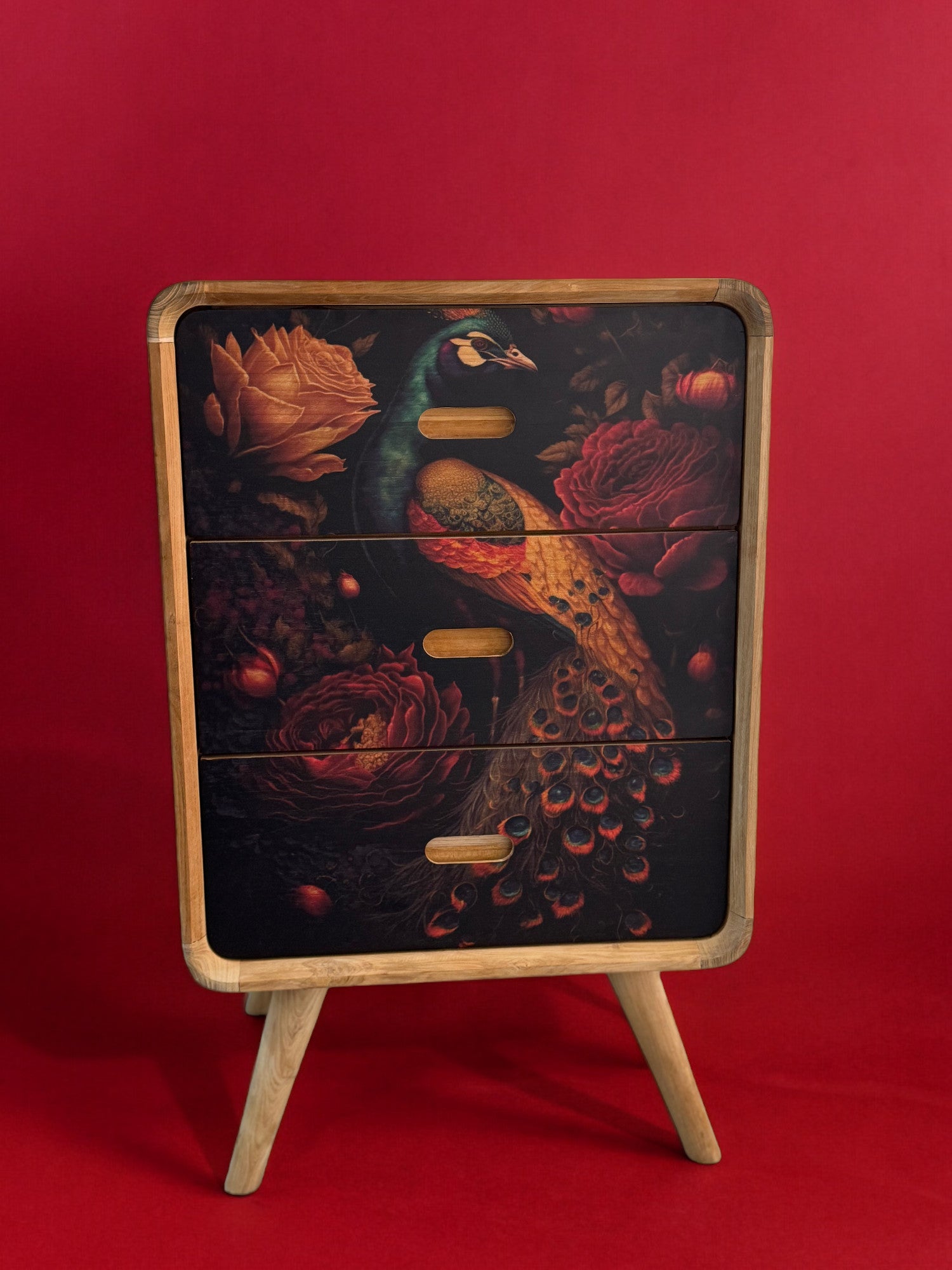 Peacock Retro Bedside Pedestal | 3 Drawers