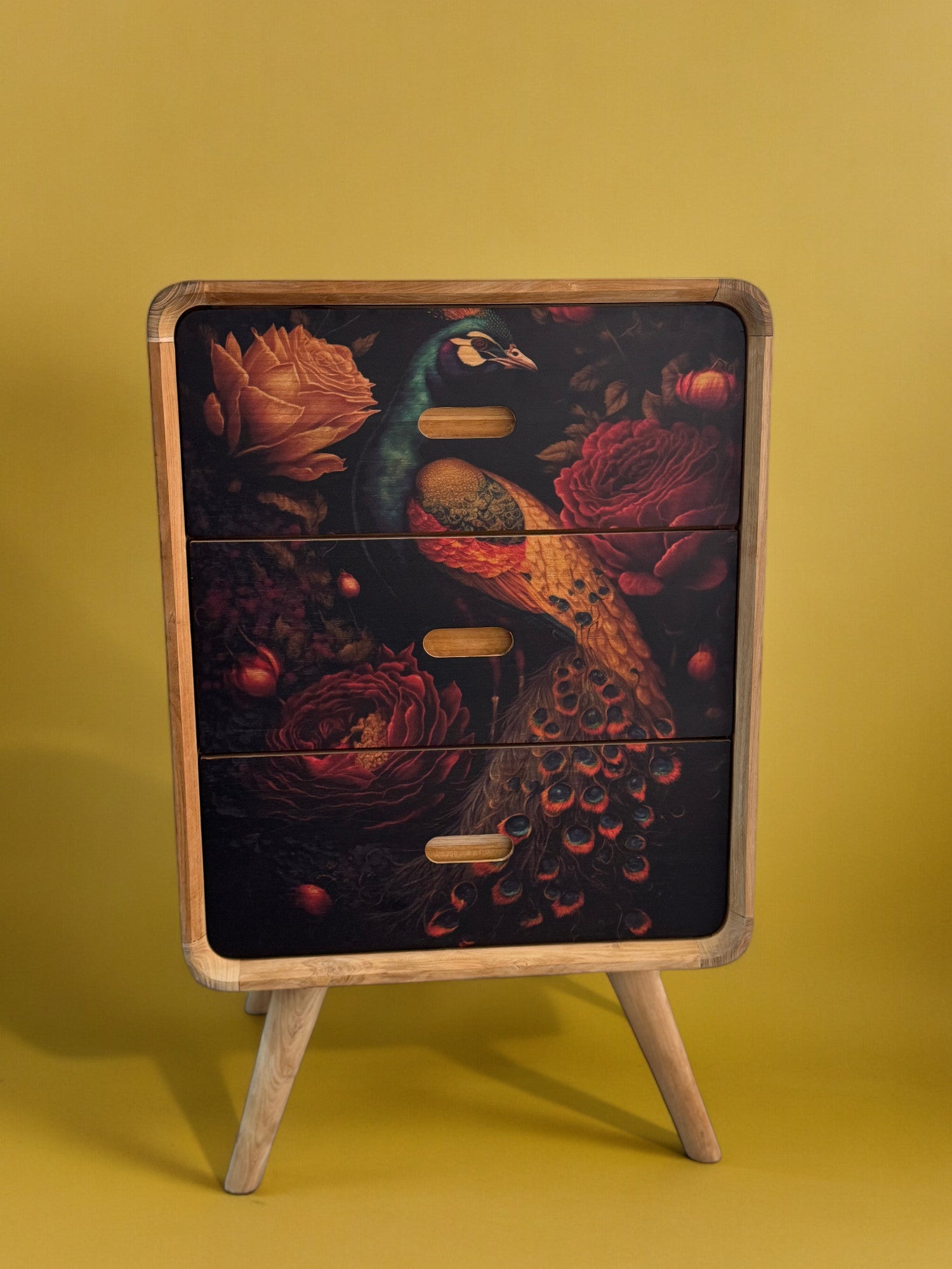 Peacock Retro Bedside Pedestal | 3 Drawers