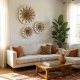 Flower Weave Wall Decorations |  White, Natural Set of 3