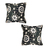 Set of two luxury square scatter cushions featuring an elegant charcoal, ivory, and grey floral medallion pattern with a textured woven finish, perfect for adding timeless sophistication to sofas, armchairs, or beds.