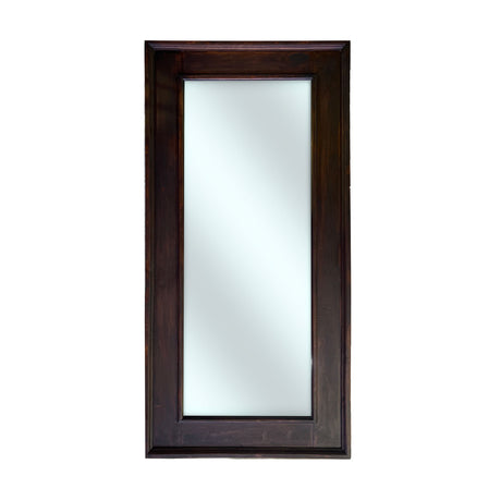Elegant rectangular wall mirror with a wide dark walnut wooden frame, rich natural wood grain, and a timeless minimalist design for classic and contemporary interiors.