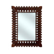 Decorative rectangular wall mirror with a hand-carved dark wood frame featuring intricate laurel leaf detailing, bringing timeless elegance and natural warmth to classic and contemporary interiors.